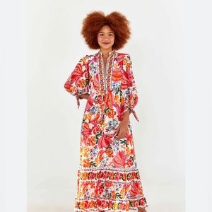 Farm Rio White Spring Bananas Maxi Dress